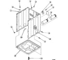 Amana LE8317W2B-PLE8317W2B cabinet, exhaust duct and base diagram