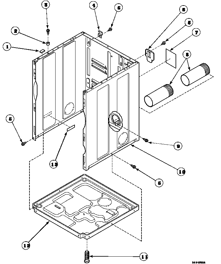 Cabinet, exhaust duct and base