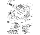 Amana TG18V1W-P1194604WW interior cabinet and drain block assembly diagram