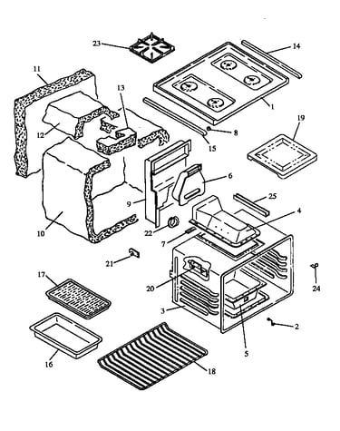 Main top and oven assembly (rst399ul/p1132621nl) (rst399ul/p1132622nl) (rst399ul/p1132635nl) (rst399ul/p1132642nl) (rst399ul/p1141267nl) (rst399uw/p1132621nw) (rst399uw/p1132622nw) (rst399uw/p1132635nw) (rst399uw/p1132642nw) (rst399uw/p1141267nw)