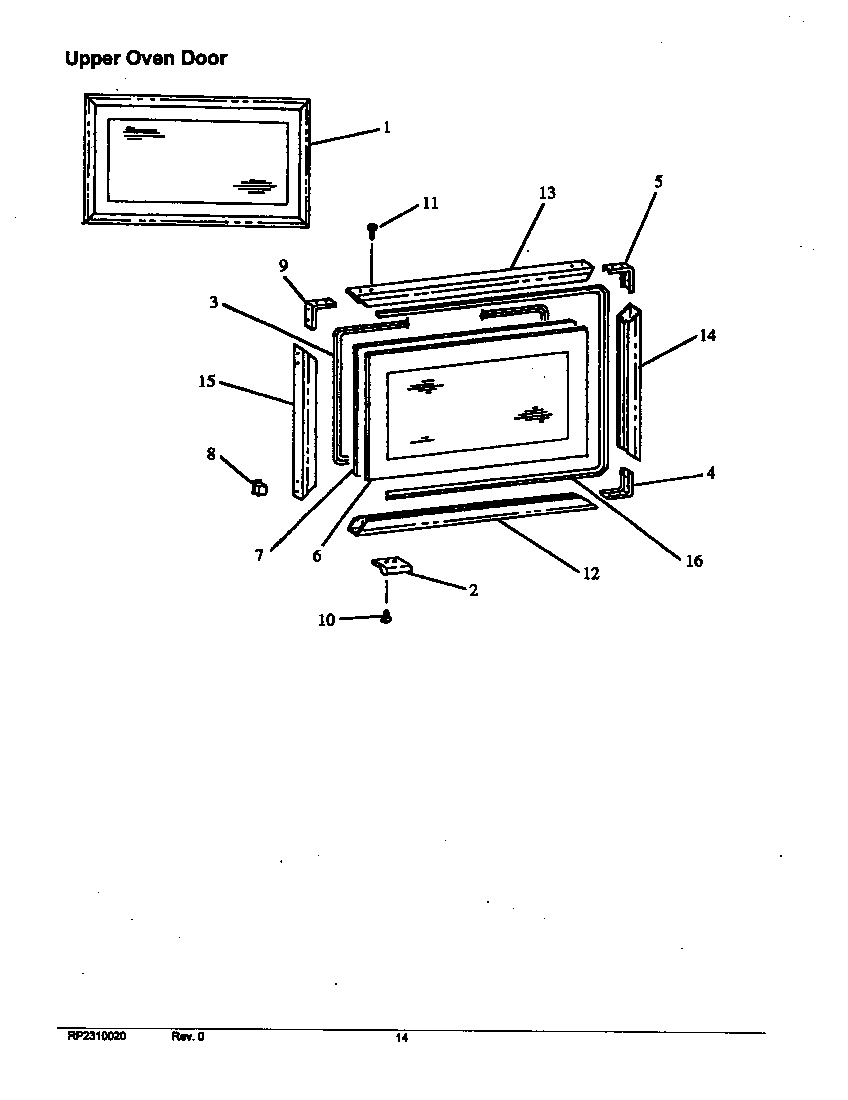 UPPER OVEN DOOR (RST399UL/P1132621NL) (RST399UL/P1132622NL) (RST399UL/P1132635NL) (RST399UL/P1132642NL) (RST399UL/P1141267NL) (RST399UW/P1132621NW) (RST399UW/P1132622NW) (RST399UW/P1132635NW) (RST399UW/P1132642NW) (RST399UW/P1141267NW)