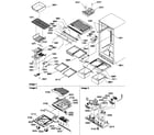 Amana TR21VW-P1309401WW interior cabinet and drain block assembly diagram