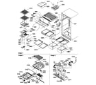 Amana TR25VW-P1196404WW interior cabinet and drain block assembly diagram