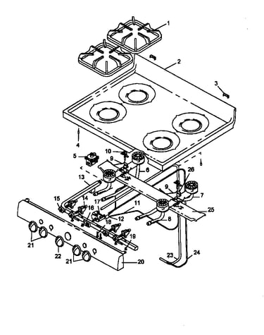Open burner-see note for specific models covered (snk26aa0/p1142988nw) (snk26aa5/p1142988nl) (snk26cb0/p1142989nw) (snk26cb5/p1142989nl) (snk26fs0/p1142990nw) (snp26aa0/p1142991nw) (snp26aa0/p1143505nw) (snp26aa5/p1142991nl) (snp26ah0/p1143160nw) (snp26ah