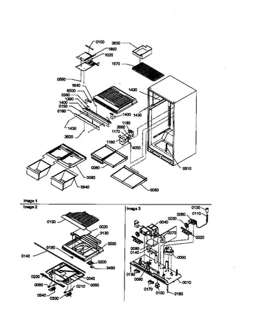 Interior cabinet and drain block assembly