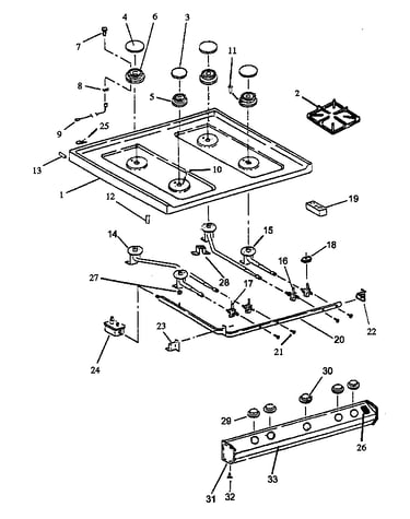 Top burner assy(models 2 thru 8) (rls363u/p1142709nl) (rls363u/p1142710nw) (rms363u/p1142710nl) (rms363u/p1142767nw) (rms363u/p1142774nw) (rms363u/p1143001nl) (rms363u/p1143001nw)