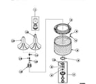 Speed Queen AWM290W2/PAWM290W2 agitator, drive bell, seal kit, washtub and hub diagram