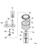Agitator, drive bell, seal kit, washtub and hub