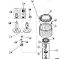 Speed Queen AWM593W2/PAWM593W2 agitator, drive bell, seal kit, washtub and hub diagram