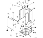Amana LW8363L2/PLW8363L2 front panel, base assembly and cabinet assembly diagram