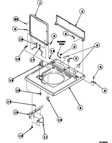 Cabinet top, loading door and control hood rear panel