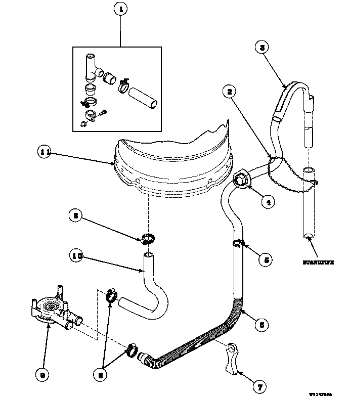 Drain hose and siphon break