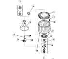 Amana LW6501W2B/PLW6501W2B agitator, drive bell, seal kit, washtub and hub diagram