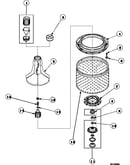 Agitator, drive bell, seal kit, washtub and hub