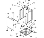 Amana LW8413W2B/PLW8413W2B front panel, base assembly and cabinet assembly diagram