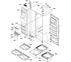 Amana SCD22TBL-P1303511WL refrigerator/freezer shelves, lights, and hinges diagram