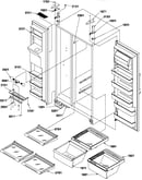 Refrigerator/freezer shelves, lights, and hinges