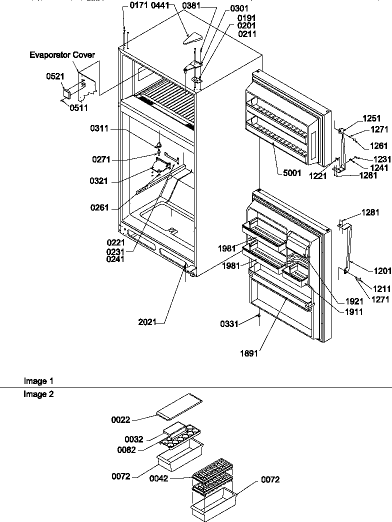 Door, hinges and accessories