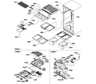Amana TG18V1W-P1194606WW interior cabinet and drain block assembly diagram