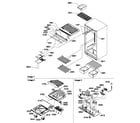 Amana TMI17TBW-P1306001WW interior cabinet and drain block assembly diagram