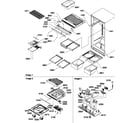 Amana TGI18V1L-P1310801WL interior cabinet and drain block assembly diagram