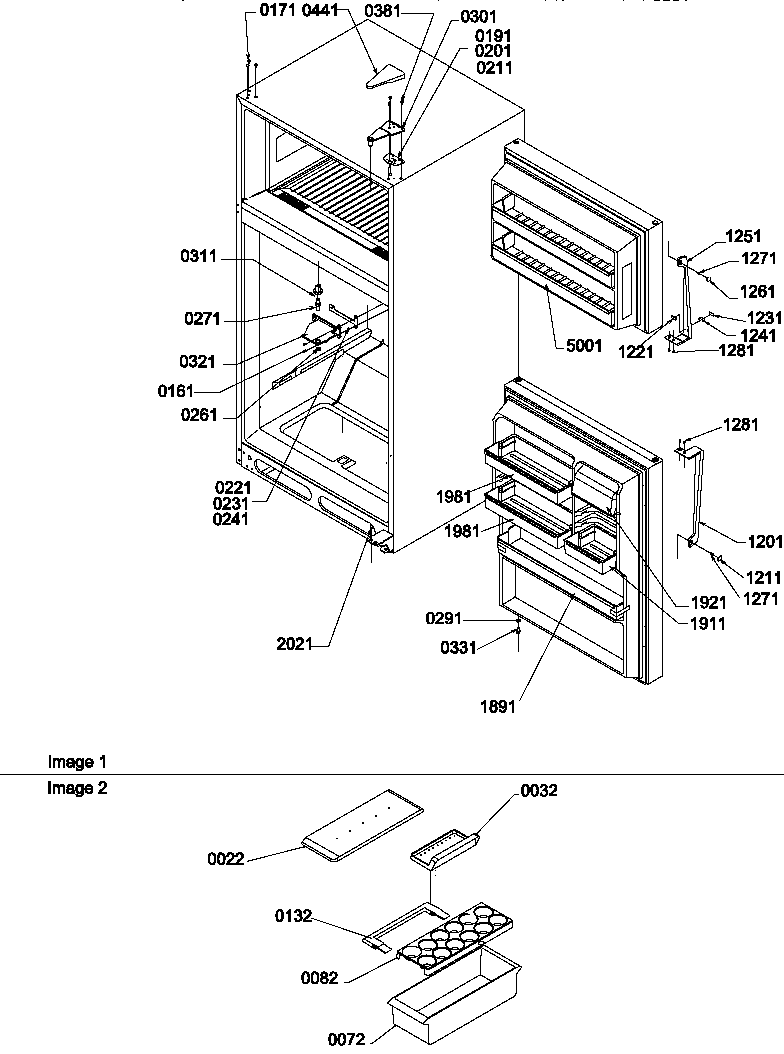 Door, hinges and accessories