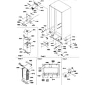 Amana SCD25TBL-P1190428WL drain system, rollers, and evaporator assy diagram