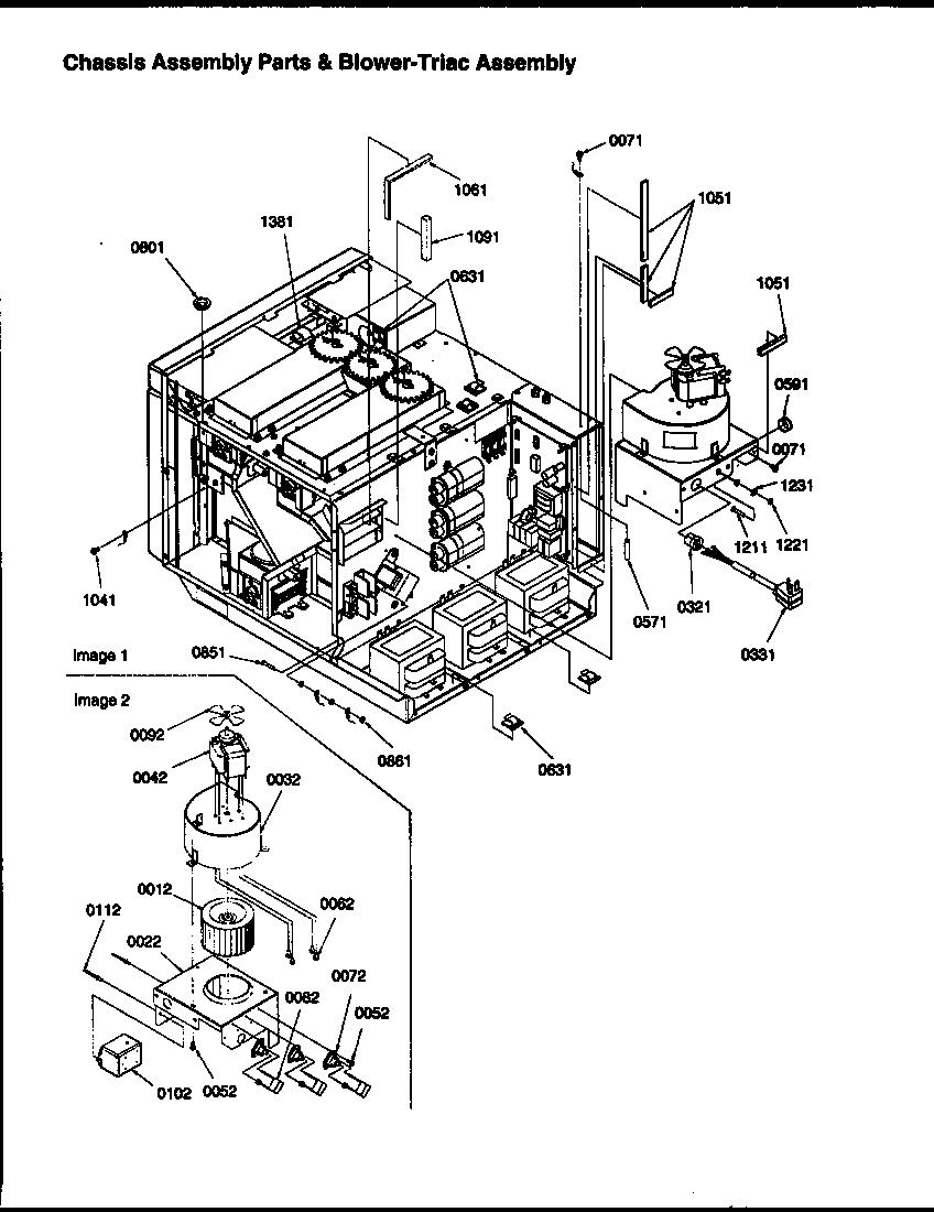 Chassis assembly parts and blower-triac assembly