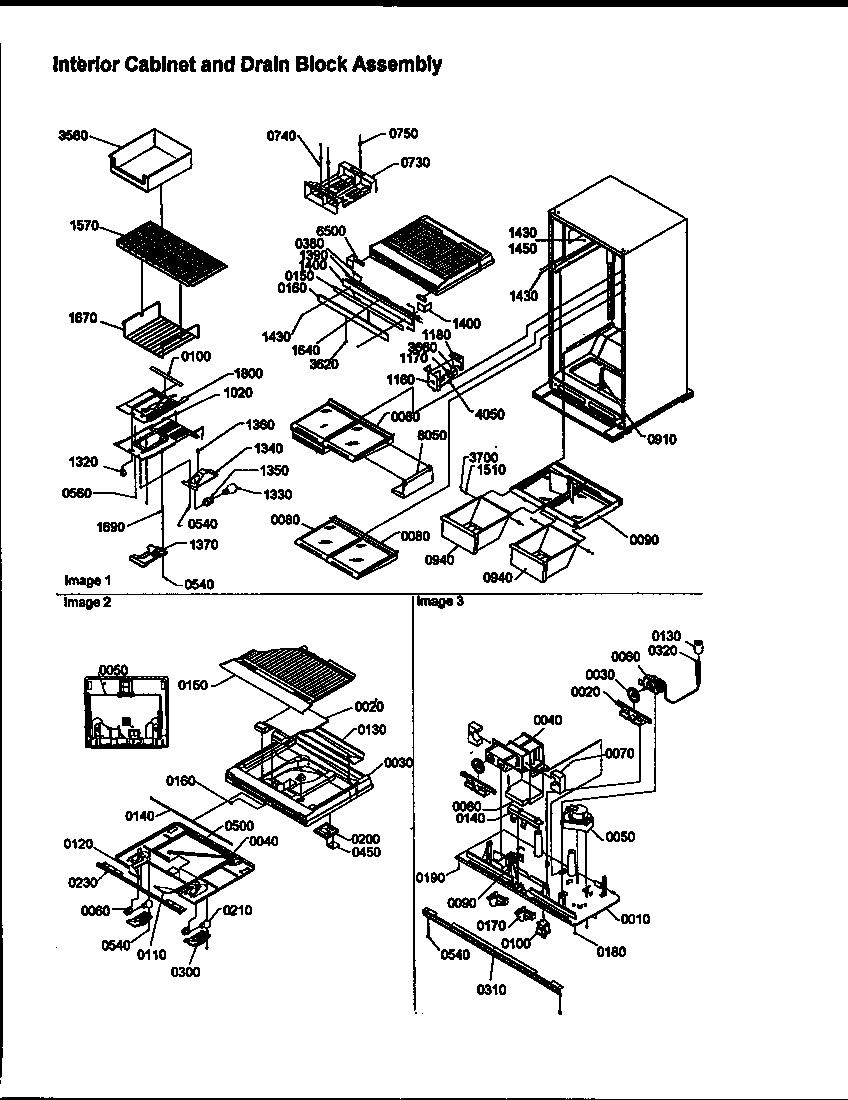 INTERIOR CABINET AND DRAIN BLOCK ASSEMBLY (TRI18TL/1303202WL)