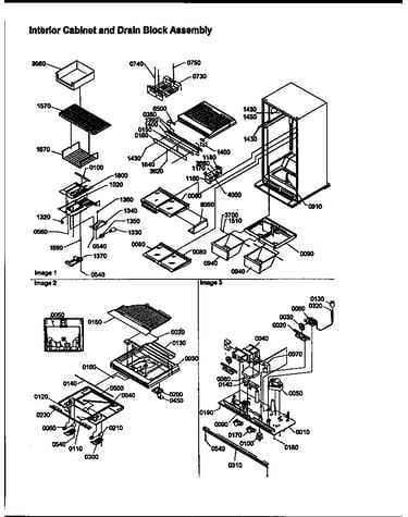 Interior cabinet and drain block assembly (tri18tl/1303202wl)