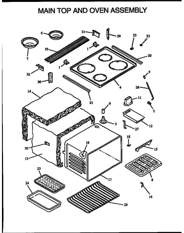 Main top and oven assembly