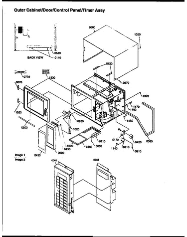 Outer cabinet/door/control panel/timer assy