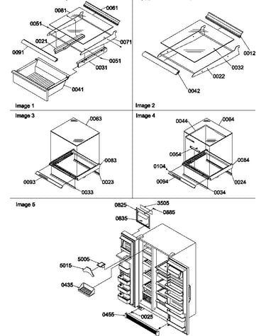 Shelves, deli, crisper assemblies and toe grille