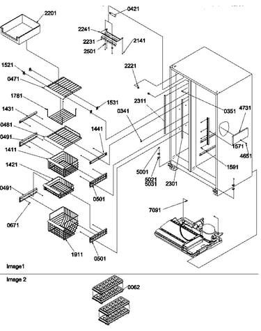 Freezer shelves, light and accessories
