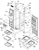 Refrigerator/freezer shelves, lights, and hinges