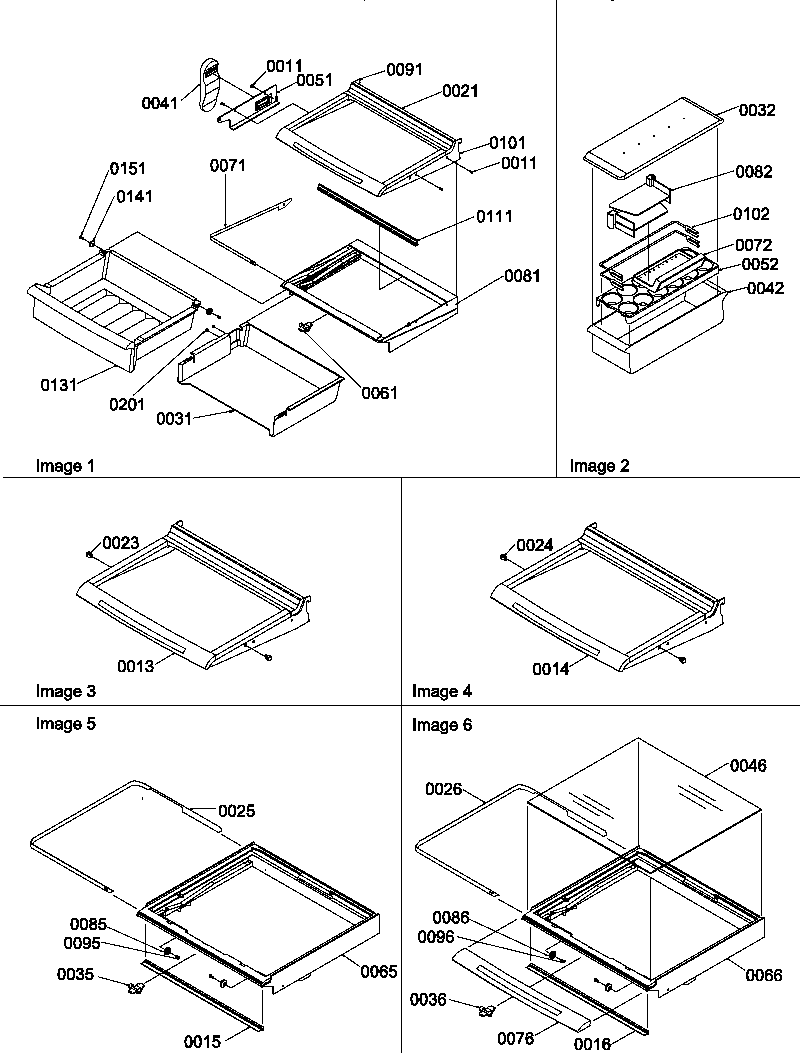 Shelves, deli, and crisper assemblies