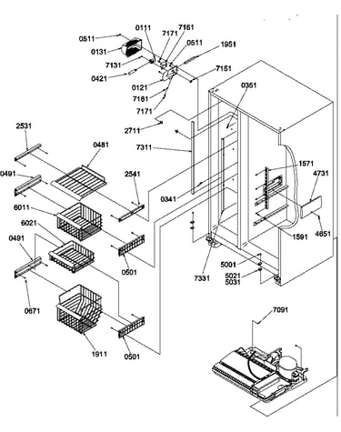 Freezer shelves and light