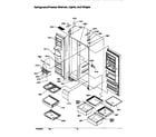 Amana SRD526TW-P1310201WW refrigerator/freezer shelves, lights, and hinges diagram