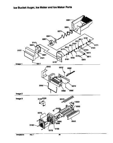 Ice bucket auger, ice maker and ice maker parts