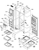 Refrigerator/freezer shelves, lights, and hinges