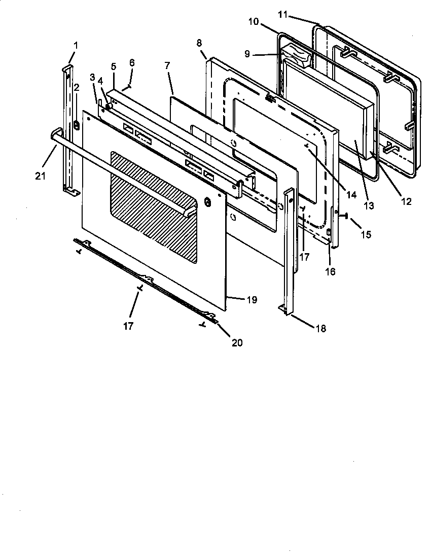 OVEN DOOR ASSEMBLY (CARDS801E/P1131925NE) (CARDS801E/P1131932NE) (CARDS801E/P1131936NE) (CARDS801WW/P1131925NWW) (CARDS801WW/P1131932NWW) (CARDS801WW/P1131936NWW)