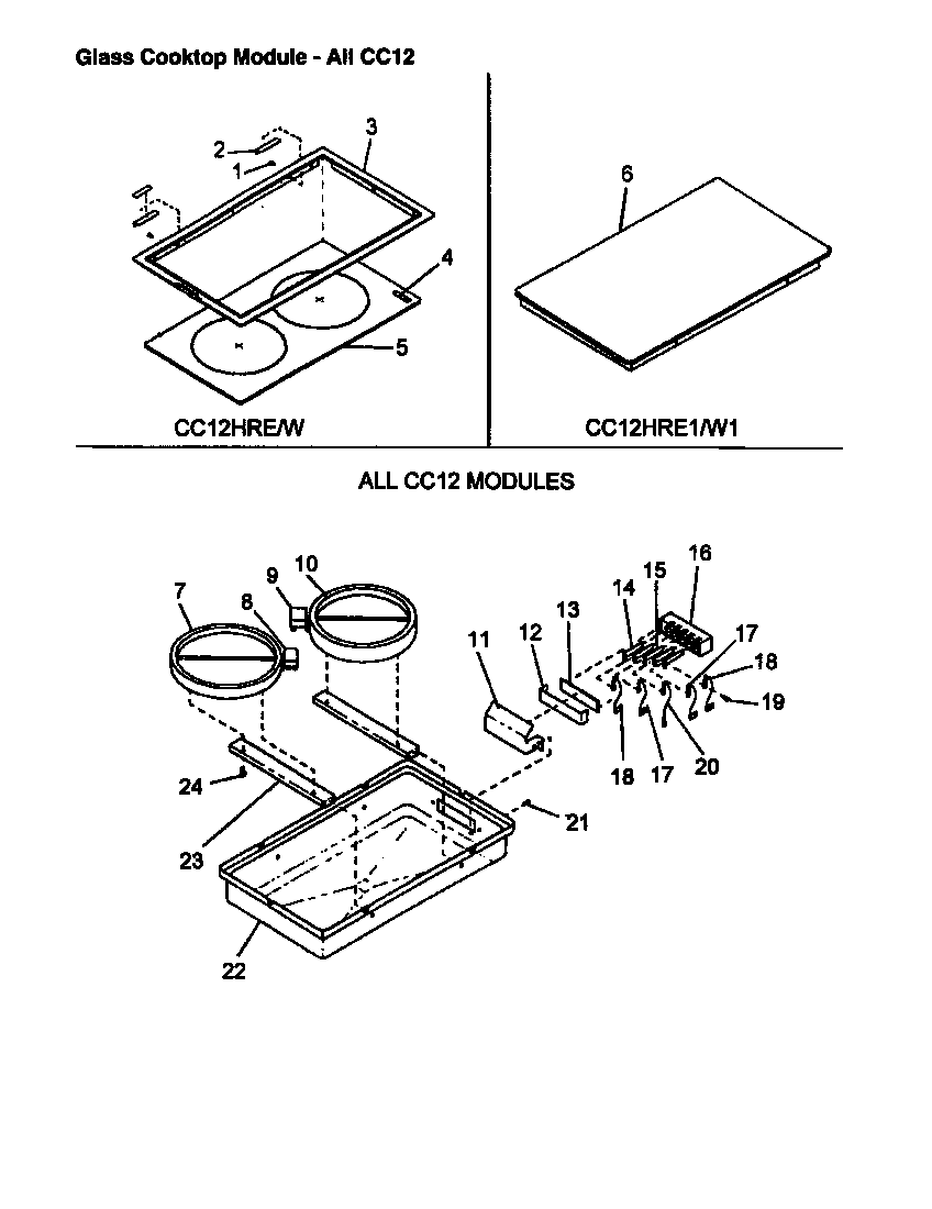 GLASS COOKTOP MODULE - ALL CC12 (CC12HRE/P1133347N) (CC12HRW/P1133347N)