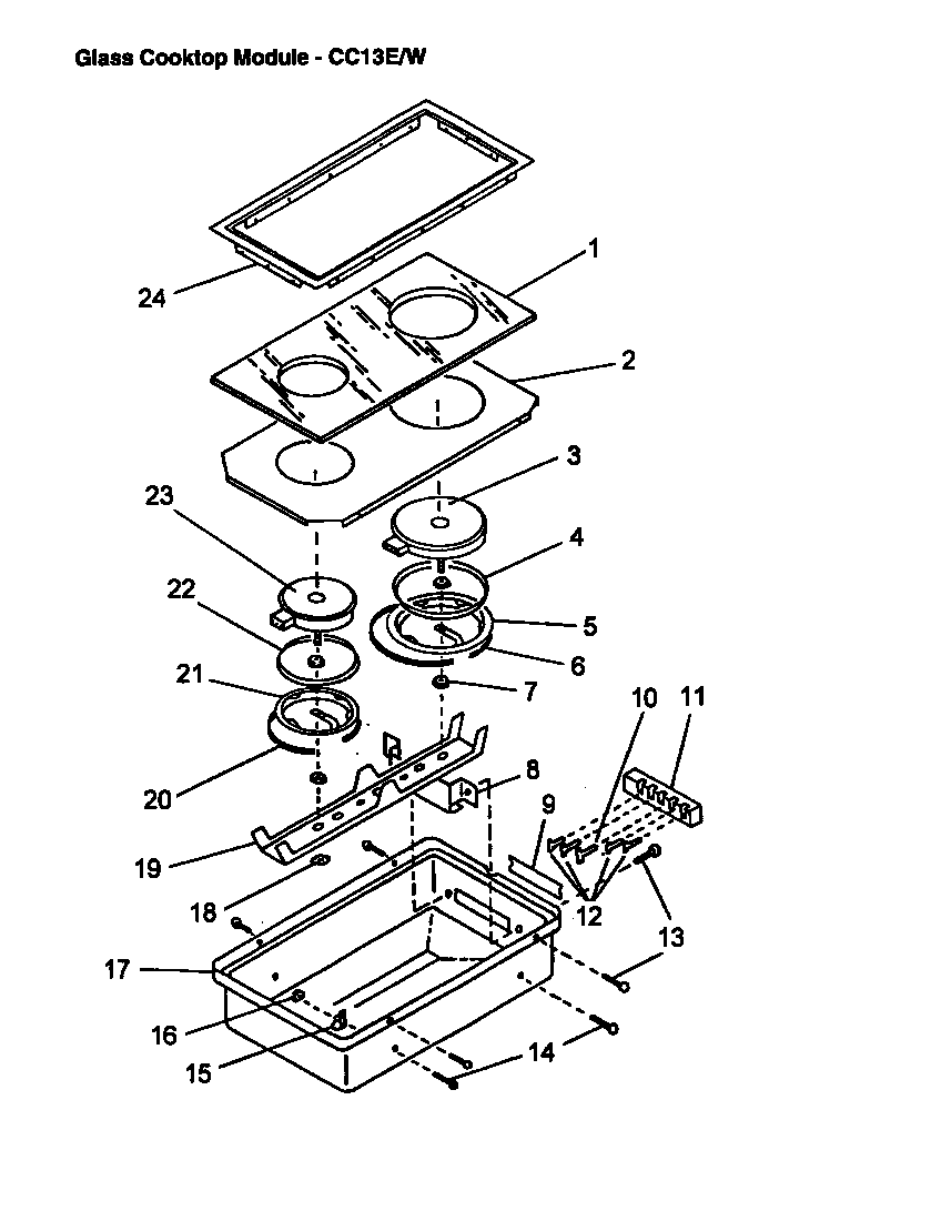 Glass cooktop module - cc13e/w (cc13e/p1133348n) (cc13w/p1133348n) (cc13w/p1155203s)