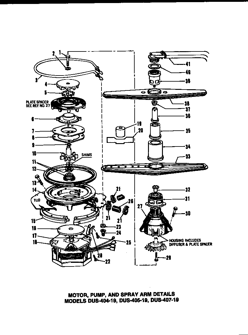 MOTOR, PUMP, AND SPRAY ARM DETAILS