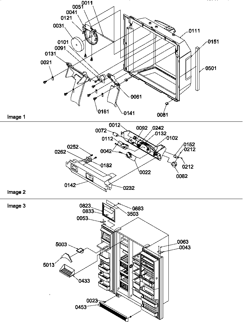 Ice & water cavity, electronic assy, & toe grille