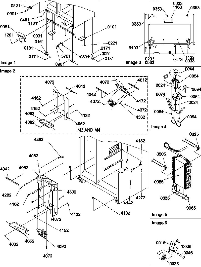 Drain systems, rollers, and evaporator assy