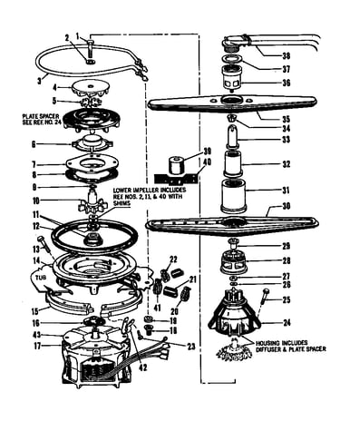 Motor, heater & spray arm details (dcr-211-1a-om) (dcr-211-1c-om) (dcr-211-1h-om) (dcr-211-1l-om) (dcr-211-1w-om) (dcr-225-1a-om) (dcr-225-1c-om) (dcr-225-1h-om) (dcr-225-1l-om) (dcr-225-1w-om) (dcs-211-1a) (dcs-211-1c) (dcs-211-1h) (dcs-211-1l) (dcs-211-
