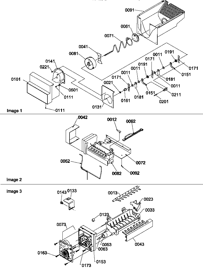 ICE BUCKET AUGER, ICE MAKER AND ICE MAKER PARTS