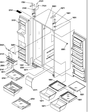 Refrigerator/freezer /shelves, lights, & hinges