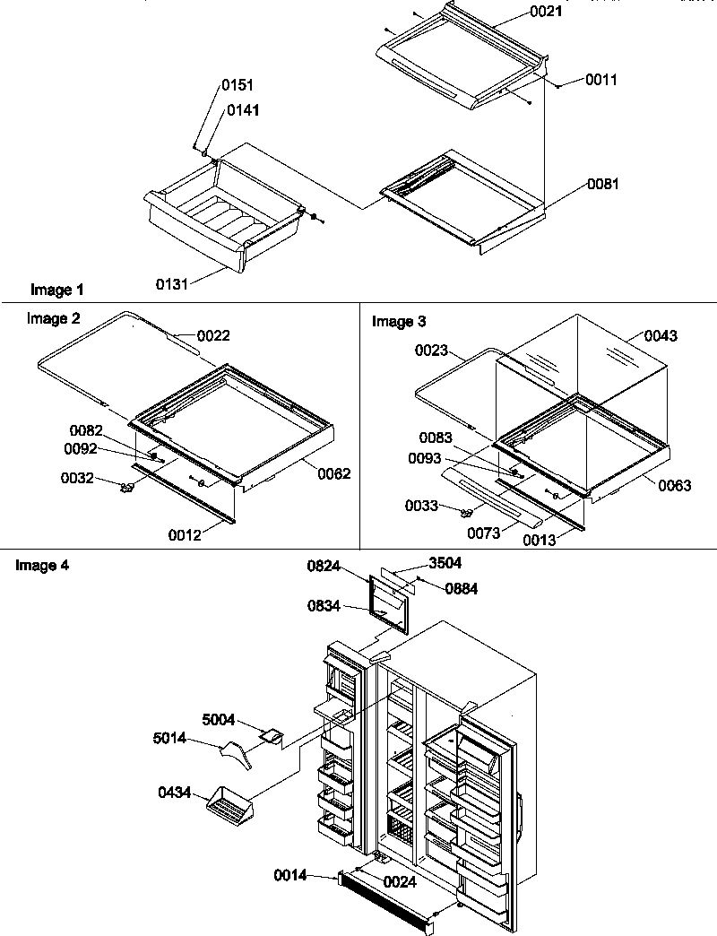 Shelves/deli, crisper assemblies & toe grille